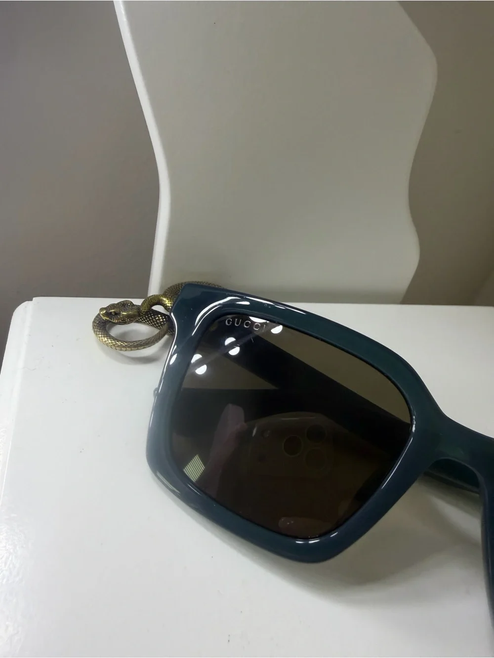 Gucci Teal Square Sunglasses with Brown Lenses